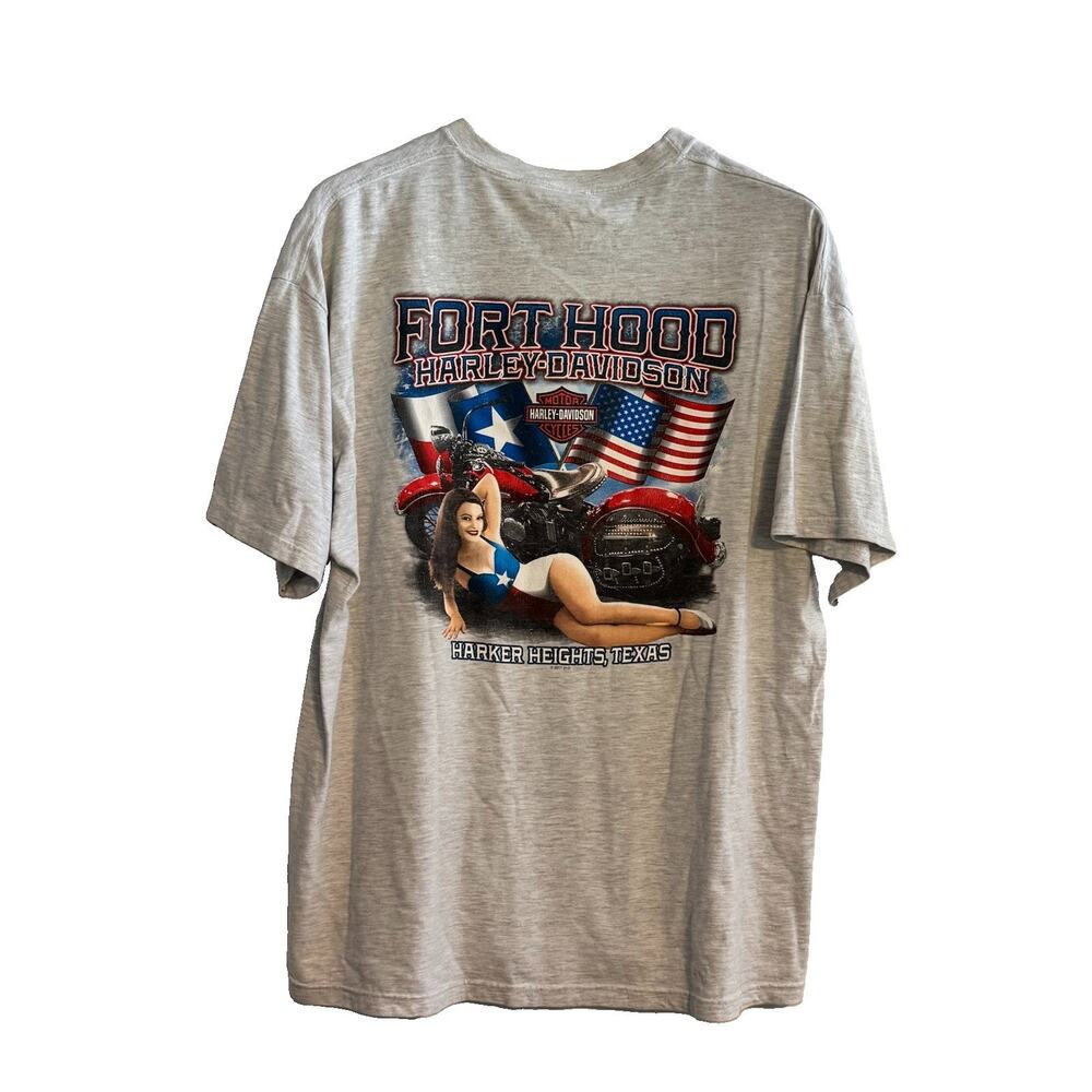 Harley Davidson T-Shirt Men’s Size 2XL Fort Hood Texas Sexy Pinup Girl Patriotic